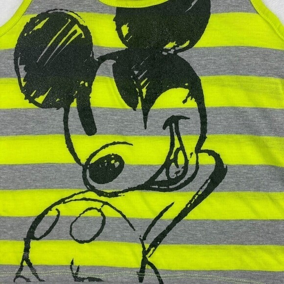 Disney Tank Top Womens Medium Mickey Mouse Gray Green Sleeveless Top Lightweight - Picture 4 of 8